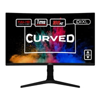 27-inch piXL CM27C7 curved gaming monitor, 165Hz refresh rate, 1ms response time, 1080p resolution, sleek black design.