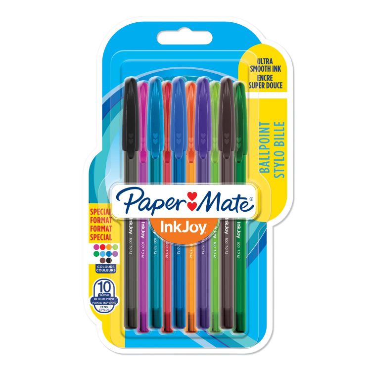 Paper Mate Inkjoy 12 Pack 100ST Ballpoint Pens Pack of 10 Assorted Colours