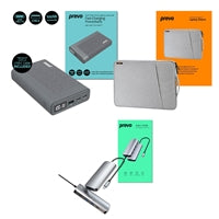 Prevo 100W Business Travel Bundle - 20000mAh Powerbank, USB-C Hub & Grey Laptop Sleeve