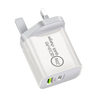 Prevo QC70 20W Dual Port USB-C Fast Charger PD 3.0 QC 3.0 UK
