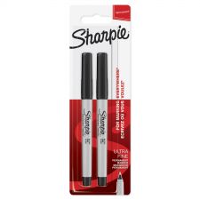 Sharpie 1985878 Ultra Fine Black Ink 2 Marker Pens Pack of 12