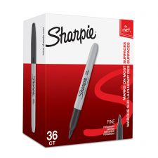 Sharpie 2025040 Fine Black Permanent Pens Box of 36