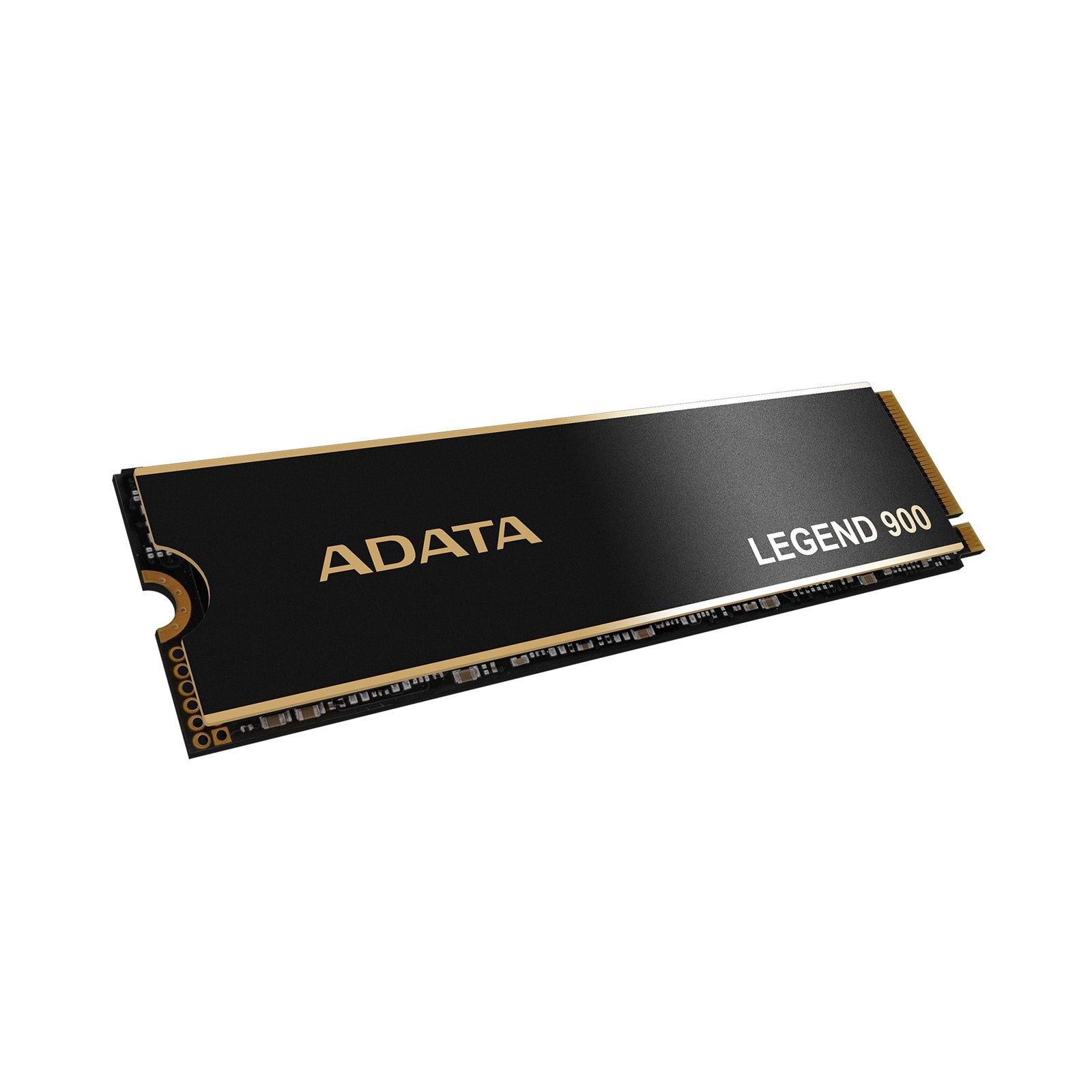 Black ADATA Legend 900 512GB NVMe SSD with PCIe Gen4, M.2 2280 interface and heatsink for fast storage.