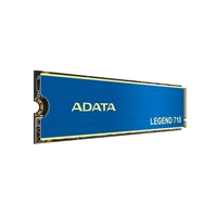 Blue ADATA Legend 710 256GB NVMe SSD with M.2 interface, PCIe Gen3, and heatsink for optimal performance.