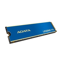 Blue ADATA Legend 710 256GB NVMe SSD with M.2 interface, PCIe Gen3, heatsink, and high-speed performance.