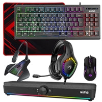 Marvo Scorpion 6-Piece RGB Gaming Bundle - TKL Keyboard Mouse Headset Mic