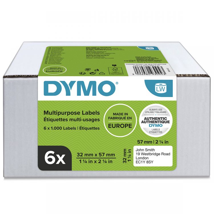 Dymo 11354 6 Rolls LW Multipurpose Address Labels 32 x 57mm