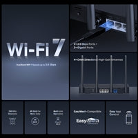 Mercusys MR27BE BE3600 Wi-Fi 7 Router - Dual-Band 2.5G Ports