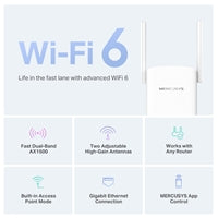 Mercusys ME60X AX1500 Dual-Band Wi-Fi 6 Range Extender - Gigabit