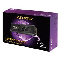 ADATA Legend 970 2TB PCIe Gen 5 NVMe SSD, M.2 2280, with dual-layer active cooling and high-speed performance.