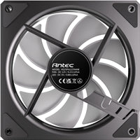 Antec Vision 120mm ARGB fan in black, 1800RPM, 44.5CFM airflow, 29dB, 4-pin ARGB and 3-pin connectors.