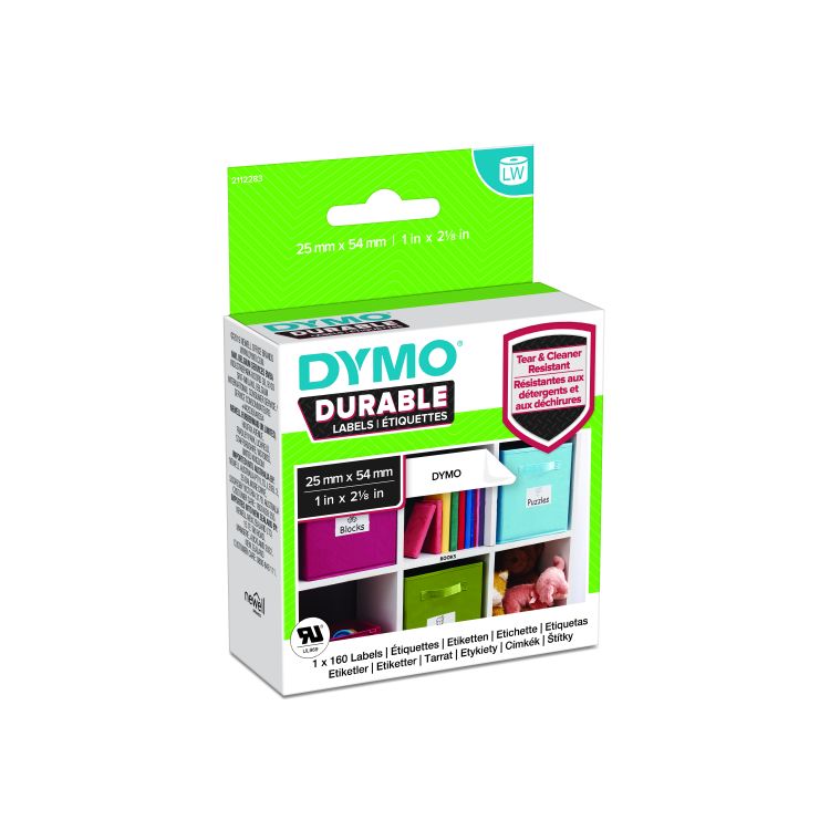 Dymo 2112283 LW Durable Small Multi Purpose Label 25mm x 54mm Black on White