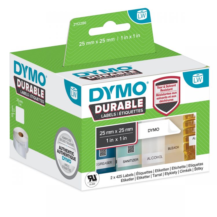 Dymo 2112286 LW Durable square multi-purpose 25mm x 25mm Black on White