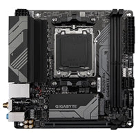 Gigabyte A620I AX Mini-ITX motherboard, AMD5 socket, 2x DDR5 slots, 1x M.2 socket, 2.5GbE LAN, HDMI and Display ports.