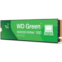 WD Green SN3000 1TB NVMe SSD, M.2 PCIe Gen4, read 5000MB/s, write 4200MB/s, green and black design