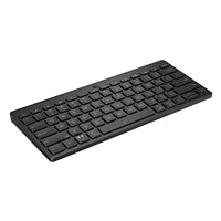 HP 355 Bluetooth wireless compact keyboard, UK QWERTY layout, black, pairs with up to 3 devices, long battery life.