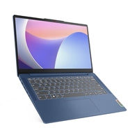 Lenovo IdeaPad Slim 3 laptop in blue, 14-inch Full HD screen, Intel Core i3-N305, 8GB RAM, 512GB SSD, Windows 11 Home.
