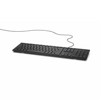 Dell KB216 full-size wired multimedia keyboard, USB plug-and-play, UK QWERTY layout, sleek black design.