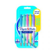Paper Mate 2162277 Flexgrip Pastel 5 pack Blue ink Retractable Ball Pen