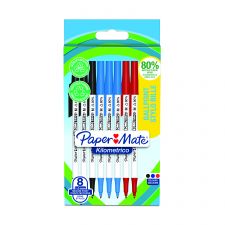Paper Mate 2187680 Kilometrico Recycled Assorted Ball Pen pack of 8 pens