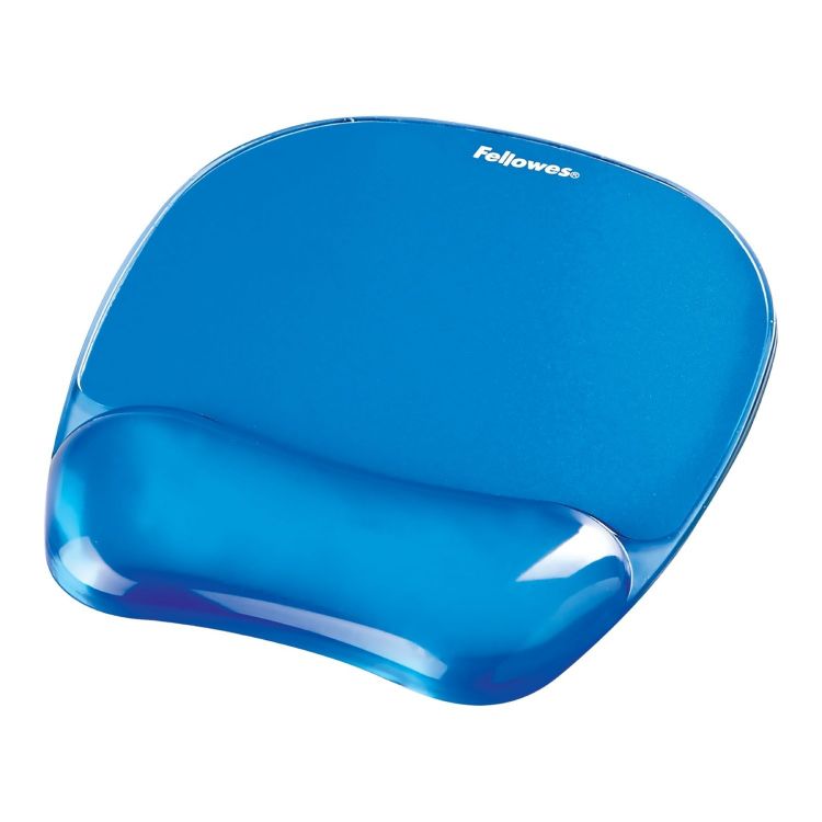 Fellowes 91141 Crystal Gel Mousepad Wrist Support Blue