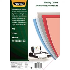 Fellowes 53762 PVC COVER A4 240 MICRONS CLEAR 100 PK