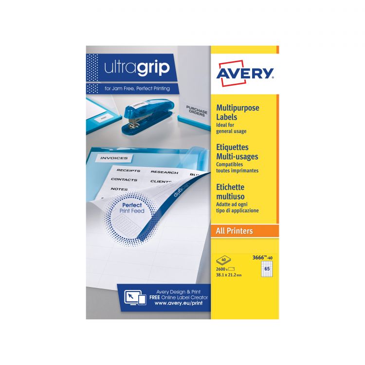 Avery 3666 Multipurpose Labels 100 sheets - 65 Label per Sheet