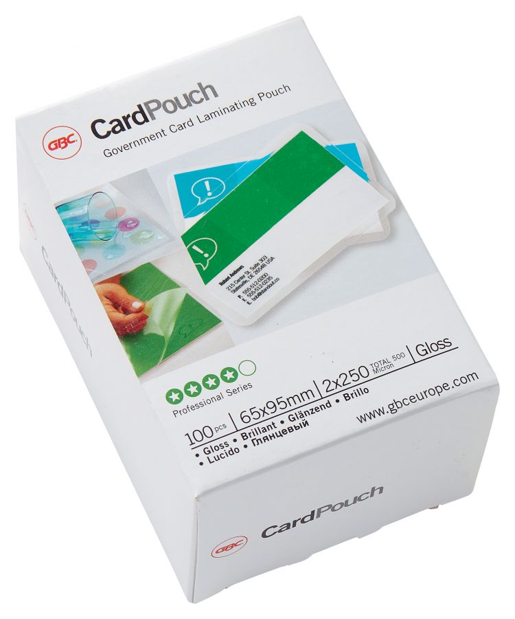 GBC 3740432 65x95mm Gloss Card Pouch 250 Micron 100Pk