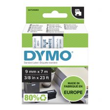 Dymo 40914 D1 9mm x 7m Blue on White Tape
