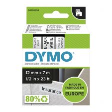 Dymo 45013 D1 12mm x 7m Black on White Tape