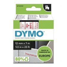 Dymo 45015 D1 12mm x 7m Red on White Tape