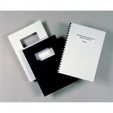 GBC 46715E White LeatherGrain Binding Cover with Window A4 250 gsm Pack of 50