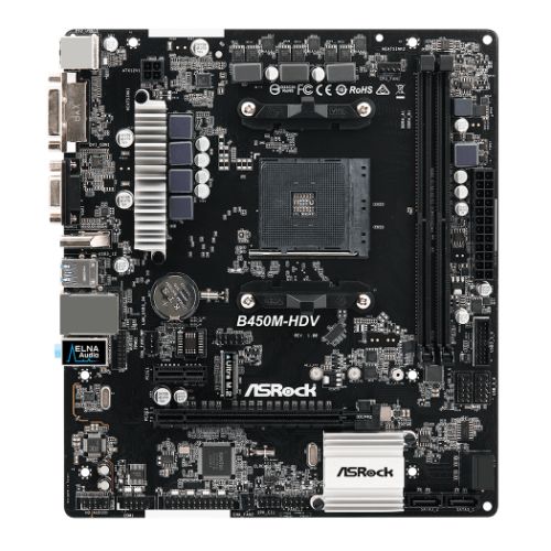 ASRock B450M-HDV R4.0 AM4 Micro ATX Motherboard - DDR4, M.2, HDMI
