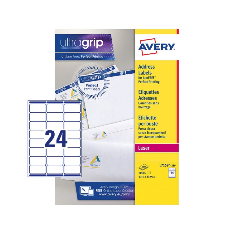 Avery L7159-250 Address Labels 250 sheets - 24 labels per sheet