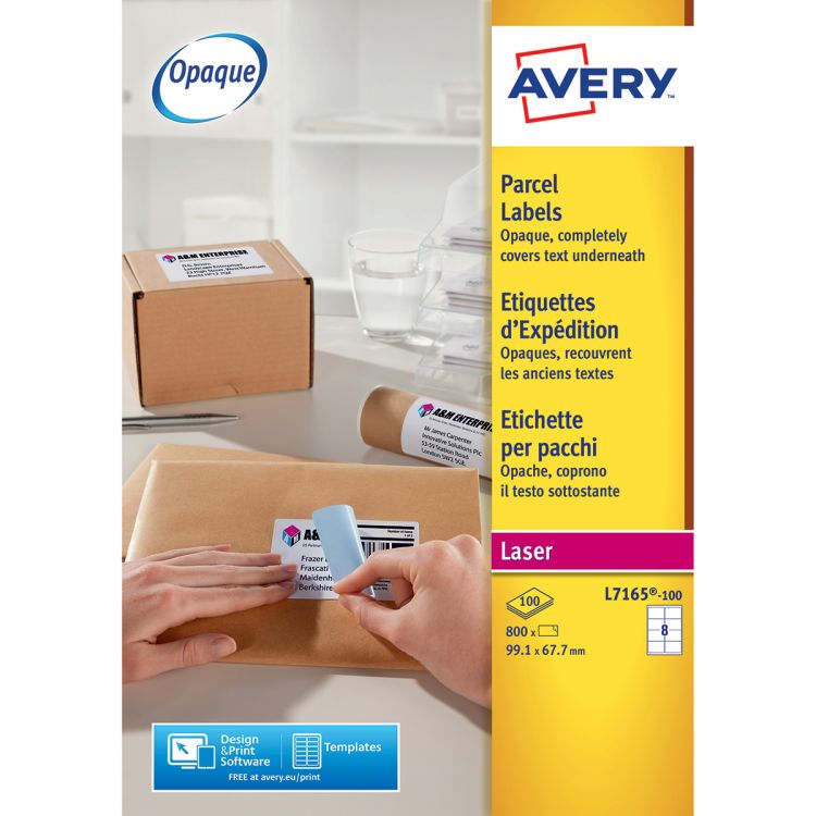 Avery L7165-100 Parcel Labels 100 sheets - 8 Labels per Sheet