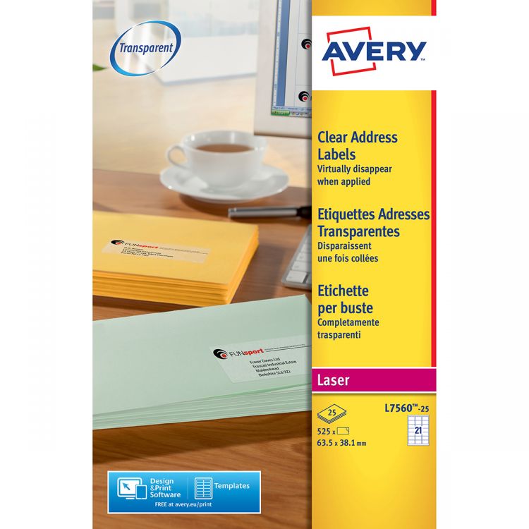 Avery L7560-25 Address Labels 25 sheets - 21 Labels per Sheet