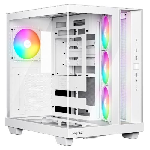 Be Quiet! Light Base 500 LX ARGB gaming case in white with glass panels, 4 ARGB fans, and USB-C port