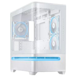 Asus Prime AP202 ARGB Gaming Case w/ Curved Glass Panel, Micro ATX, 3x ARGB Fans, ARGB Light Band, 420mm GPU Support, USB-C 20Gbps, White