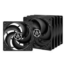 ARCTIC P12 Pressure Optimised 12cm Case Fans (5 Pack), Black, Fluid Dynamic, 1800 RPM,  Value Pack