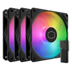 Cooler Master SickleFlow Edge 120 ARGB 12cm PWM Case Fans (3 Pack), Up to 2500 RPM, Loop Dynamic Bearing, LED Controller, Black