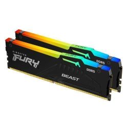 Kingston Fury Beast RGB 16GB Kit (2 x 8GB), DDR5, 5600MHz, CL40, 1.25V, ECC, PMIC, Intel XMP 3.0, Black, DIMM Memory