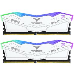 Team T-Force Delta RGB 64GB Kit (2 x 32GB), DDR5, 6000MHz (PC5-48000), CL38, ECC, AMD EXPO & XMP 3.0, PMIC, DIMM Memory, White