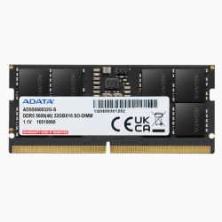 ADATA 32GB DDR5 5600MHz ECC SODIMM memory module with CL46 and 1.1V specification