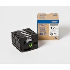 Brother HGE-131V5 Black on Clear 8M x 12mm High Grade Tape 5 pack