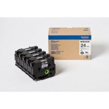 Brother HGE-M951V5 Black on Matt Silver 8M x 24mm High Grade Tape 5pk