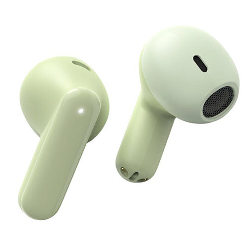 Green Hama (Freedom Light II) Bluetooth true wireless earbuds with microphone, touch control, and charging case.