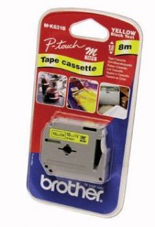 Brother MK631BZ Black on Yellow 8M x 12mm Plastic Tape