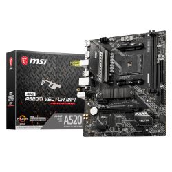 MSI MAG A520M VECTOR WIFI Micro ATX motherboard with AM4 socket, dual DIMM slots, and M.2 support