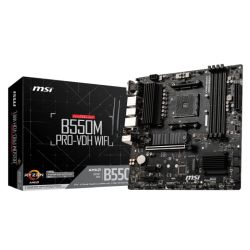 MSI B550M PRO-VDH WIFI, AMD B550, AM4, Micro ATX, 4 DDR4, VGA, HDMI, DP, AC Wi-Fi, GB LAN, 2x M.2