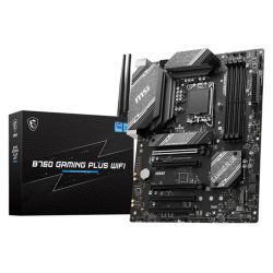 MSI B760 GAMING PLUS WIFI motherboard, black ATX design, supports Intel 1700, 4 DDR5, HDMI, DP, Wi-Fi 6E, 2.5G LAN